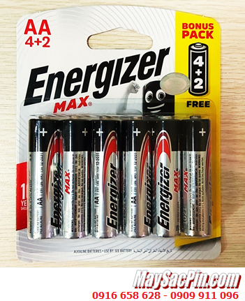 Energizer E91, LR6; Pin AA Alkaline 1.5v Energizer E91, LR6 chính hãng (Xuất xứ Singapore) Vỉ 6viên